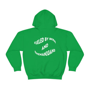 Fueled by Beer & Shenanigans Double Printed Hooded Sweatshirt S- 2XL