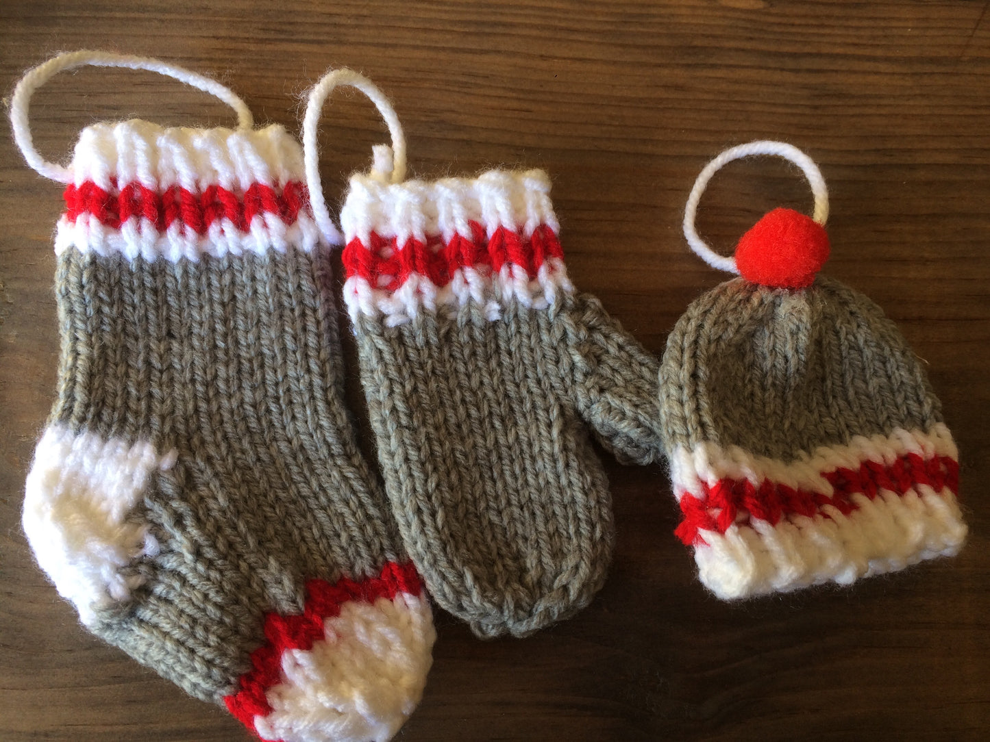 Nan’s knitted socks, hats and mitts ORNAMENTS