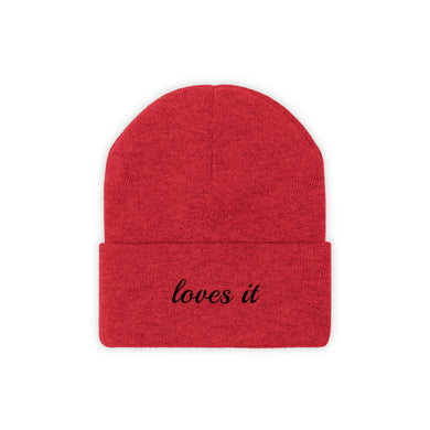 Loves It Embroidered Knit Beanie