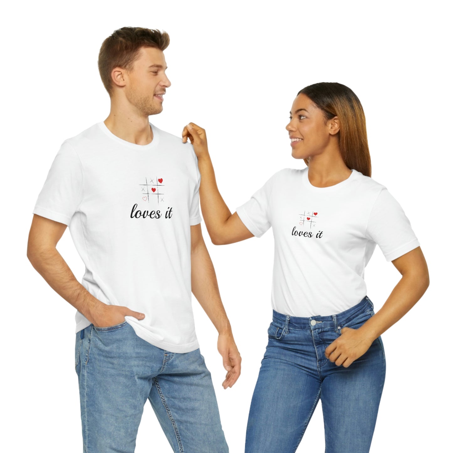 Unisex Loves It TIC TAC TOE Short Sleeve T-shirt 4 Colors / S- 3XL Great couples shirt