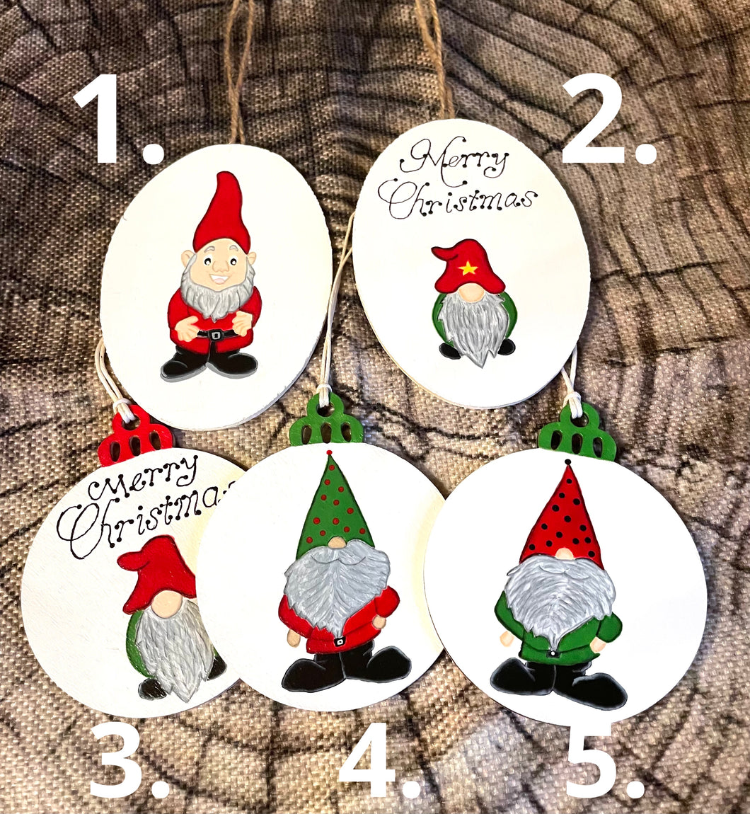 Hand Painted Christmas Gnome Bulb Ornaments