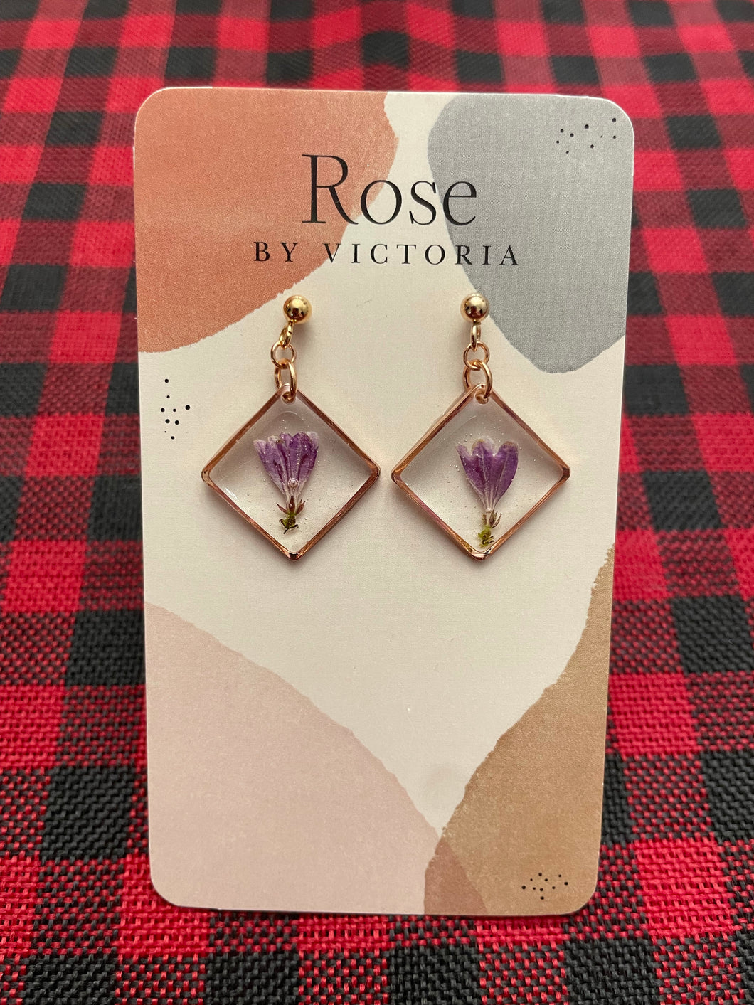 Newfoundland Flower Rose Gold Danglers - Twin Flowers