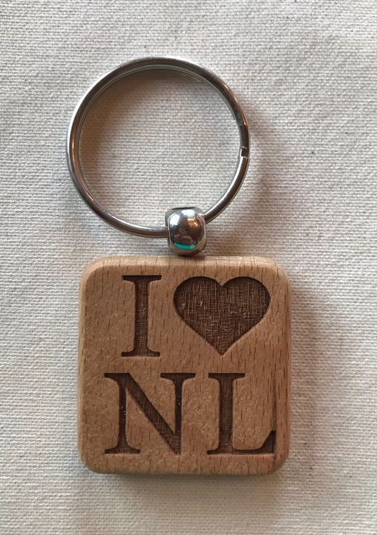 Laser Engraved Keychain -  Square I (heart) NL