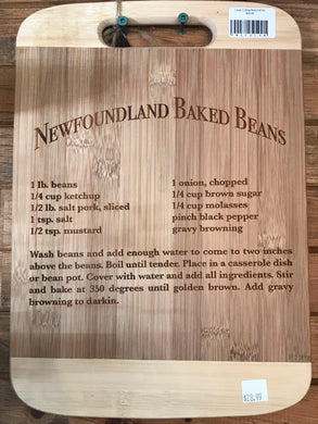 Laser Engraved Newfoundland Recipe Cutting Board - Baked Beans