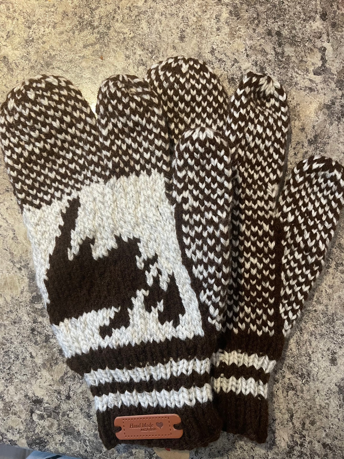 Men’s Knitted Black/Grey Finger Trigger Mittens