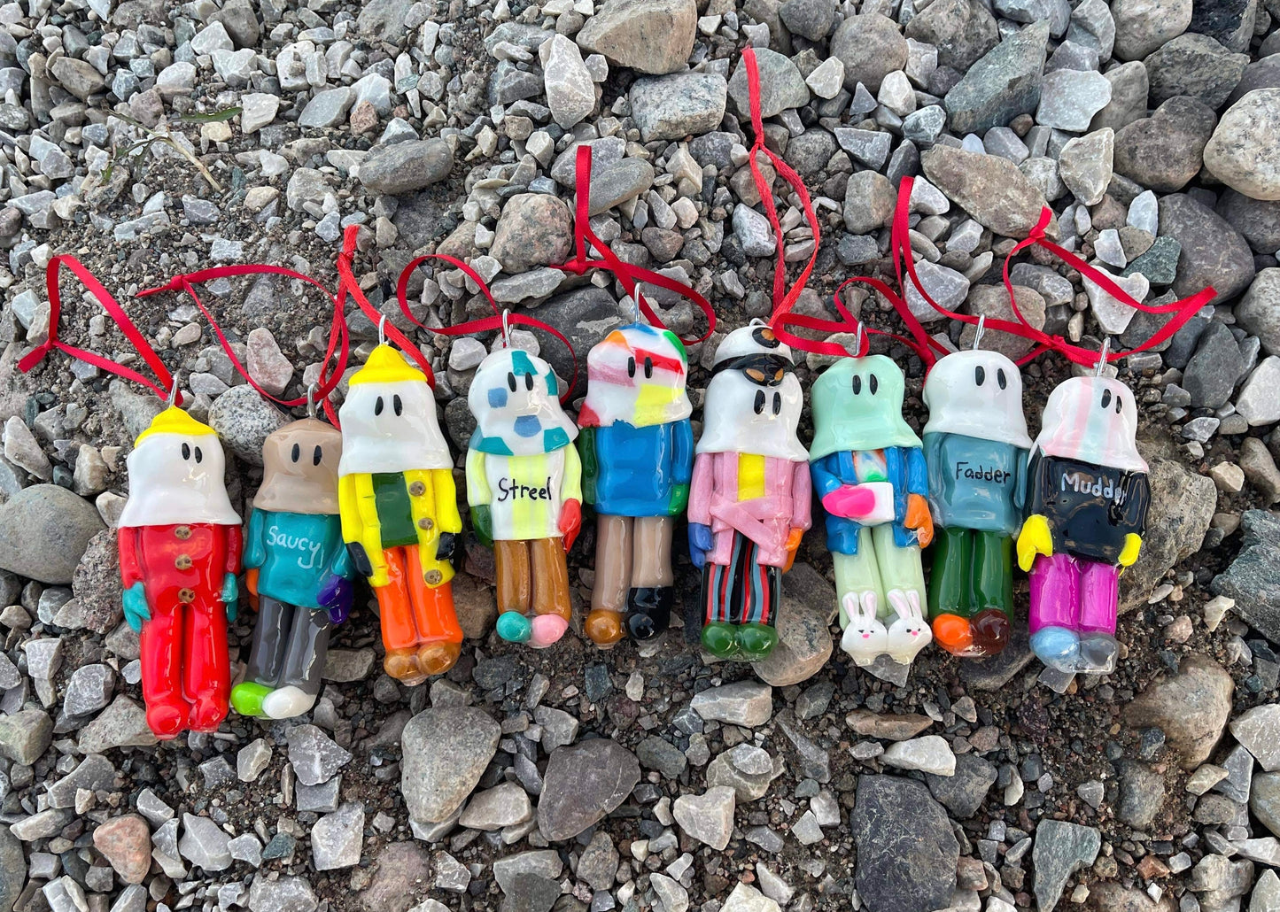 Handmade Clay Mummer Ornaments