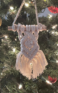 Macrame Tree Ornament - Wooden Dowel Fringe