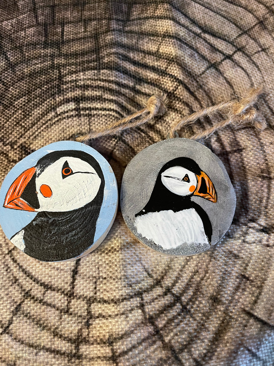 Hand Painted Wooden Puffin Ornament