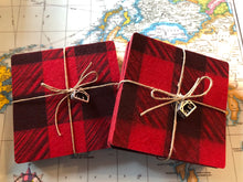Load image into Gallery viewer, Cabin Life Set of 2 Buffalo Plaid Coasters