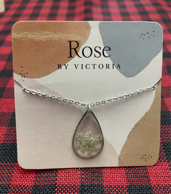Newfoundland Flower Stainless Steel Necklace - Queen Anne’s Lace