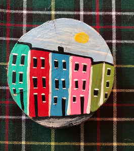 Hand Painted Rowhouse Wooden Magnets