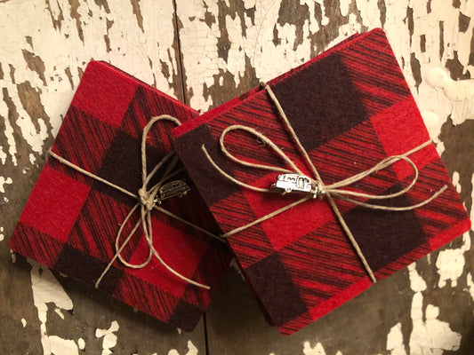 Cabin Life Set of 2 Buffalo Plaid Coasters