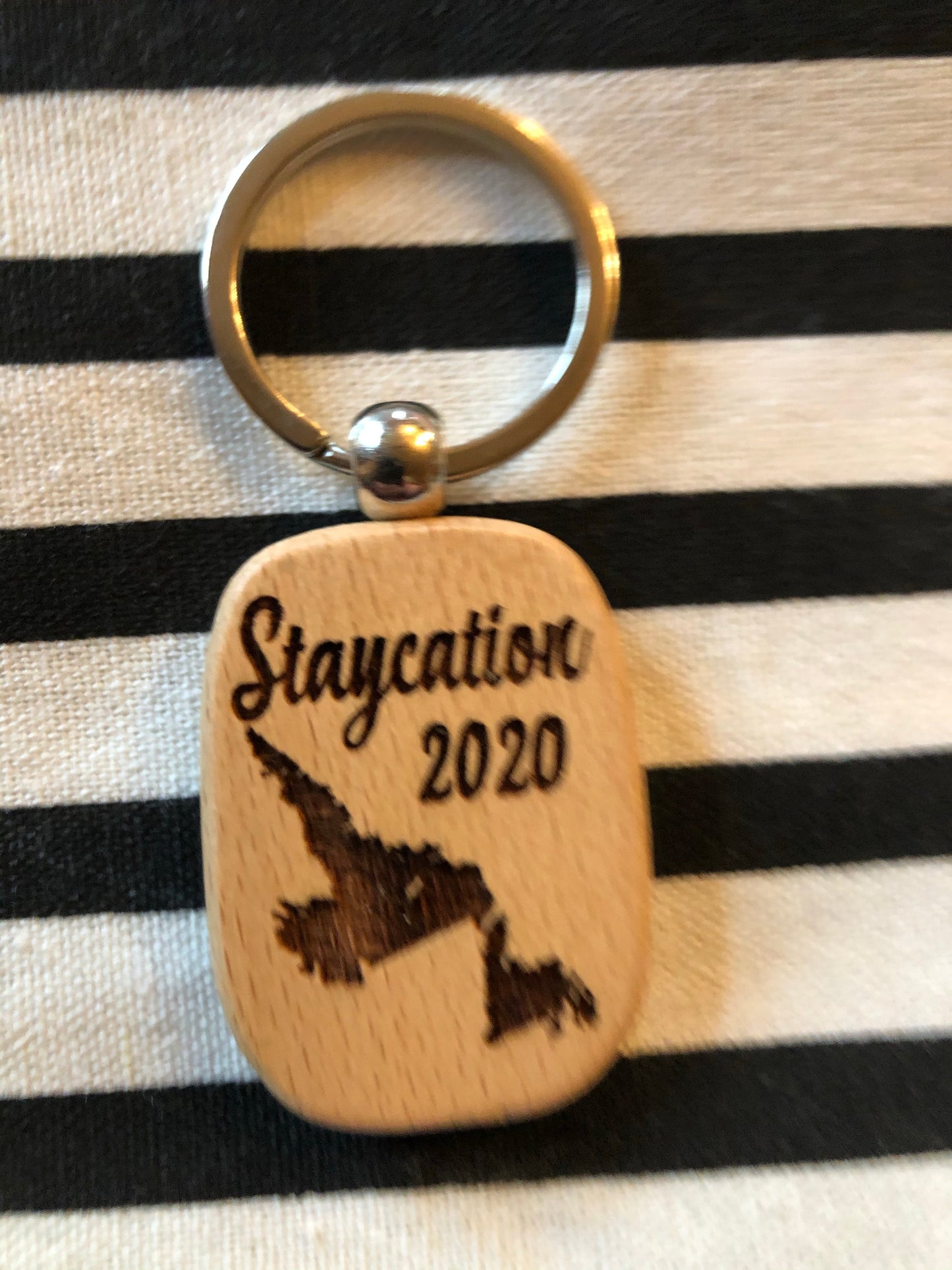 Laser Engraved Keychain - Staycation 2020