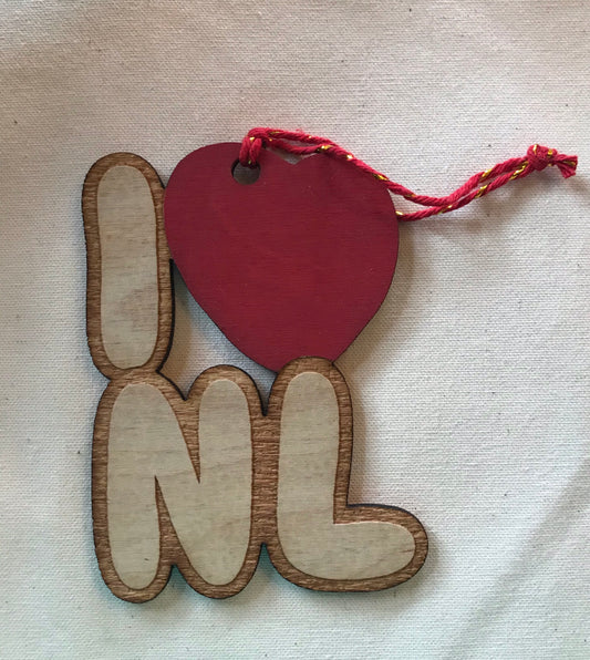 Wooden Laser Cut I (heart) NL ornament