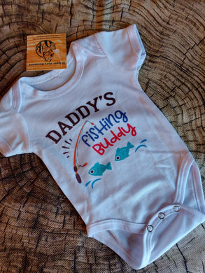 Daddy's Fishing Buddy Baby Onesie Size Newborn - 12 Months