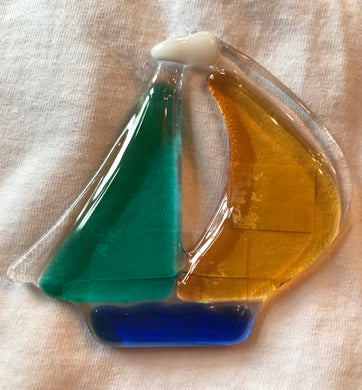 Fused Glass Sailboat sun catchers