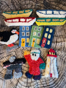 Hand Hooked Newfoundland Themed Ornaments