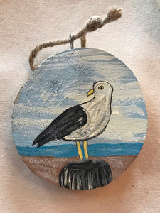 Hand Painted Wooden Seagull Ornament