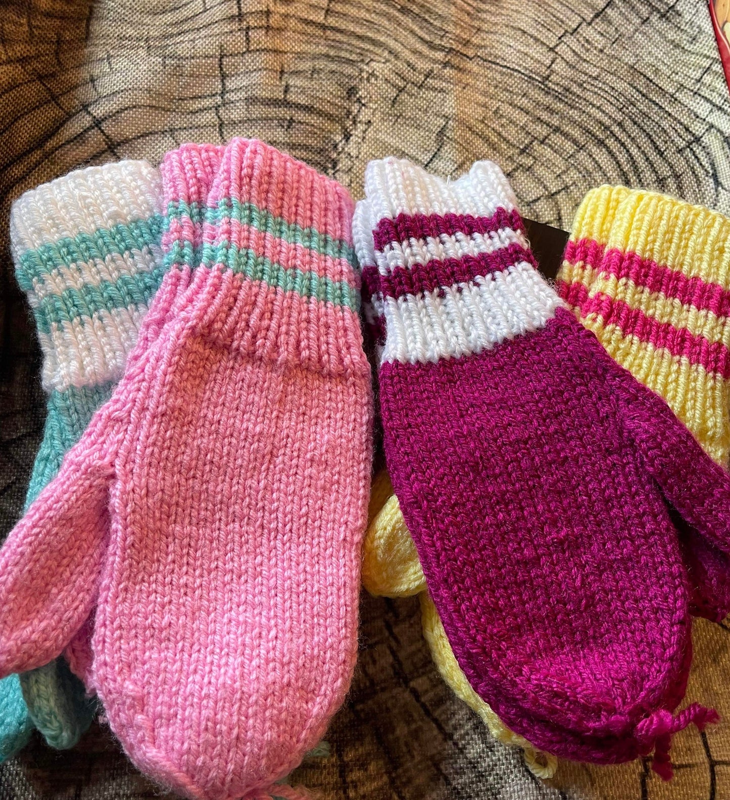 Hand Knitted Little Girls Mittens