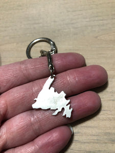 Pewter Precious Metal Clay Keychain - Newfoundland