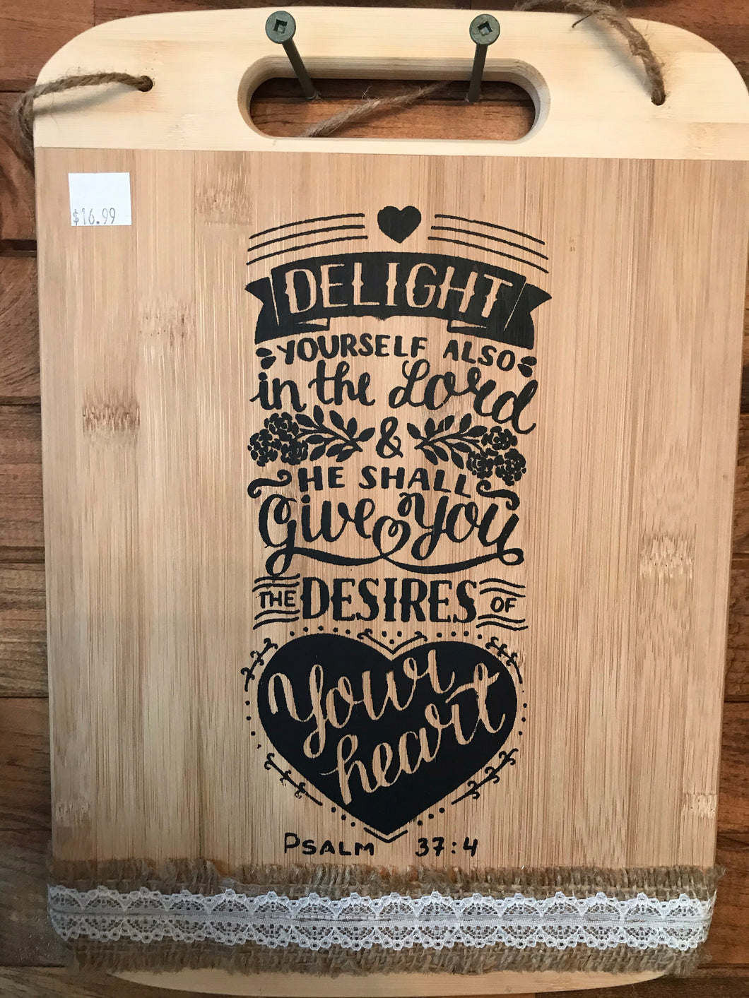 Decorative Christian Phrase Cutting Board
