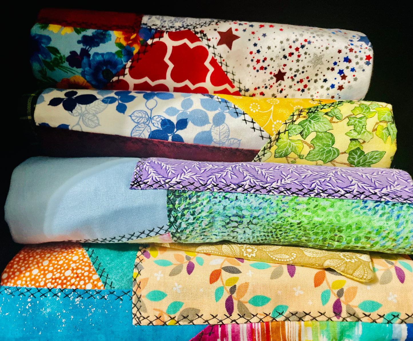 Patchwork Quilt / Crazy Quilt Pillow Cover -