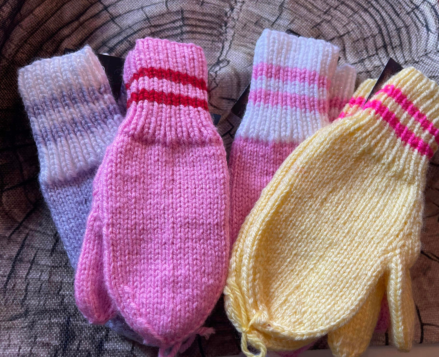 Hand Knitted Little Girls Mittens