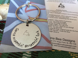 Newfinese 101 Hand Stamped Stainless Steel Keychain - 15 Newfoundland Sayings Available!