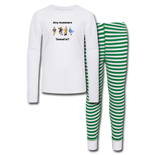 Load image into Gallery viewer, Kids’ Pajama Set - white/green stripe