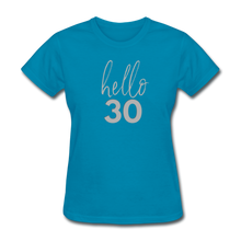 Load image into Gallery viewer, Hello 30 Women&#39;s Birthday T-Shirt - turquoise